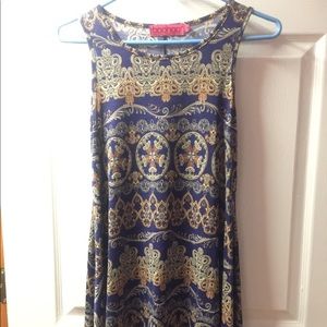 Blue and gold designs dress